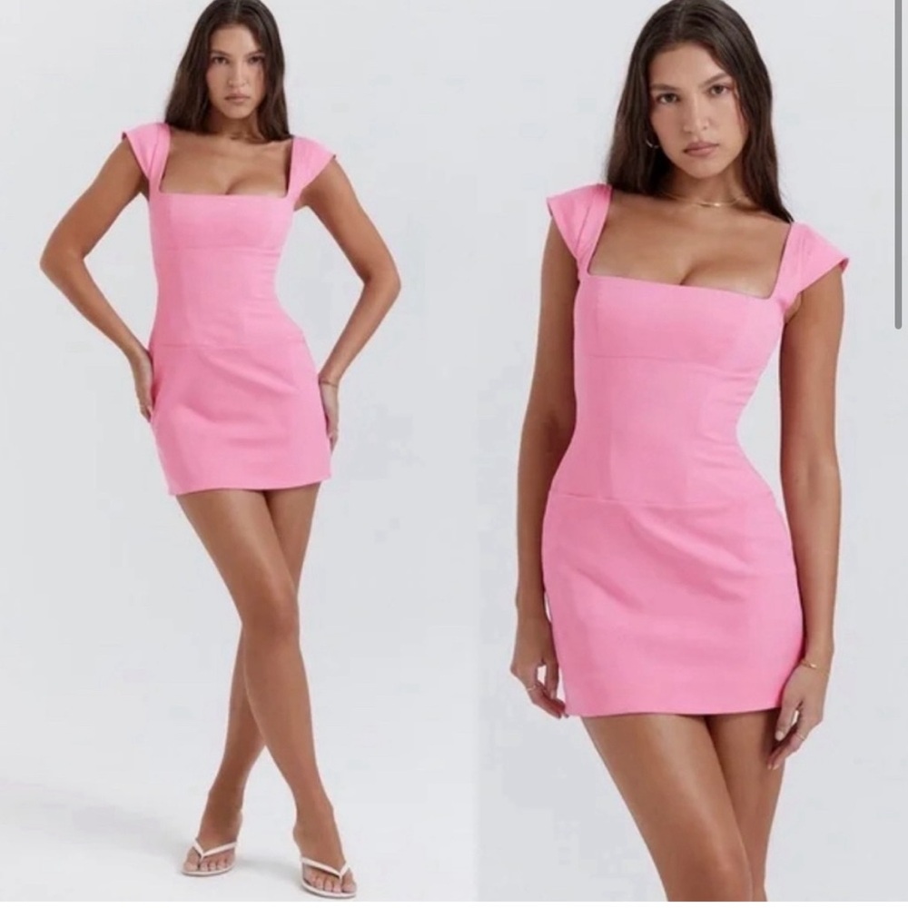 House of CB Leonida pink mini corset dress.